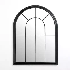 Kirklands Home Decorative Mirrors|Black Paned Iron Wall Mirror