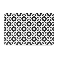 Kirklands Home Bathroom Rugs|Black Patterned Stone Bath Mat