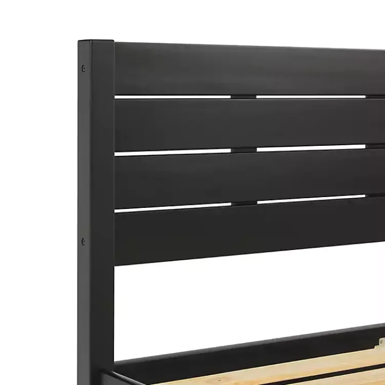 Kirklands Home Beds & Headboards|Pine Wood Slatted Headboard Queen Bed Black