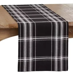 Kirklands Home Table Linens|Plaid Cotton Table Runner, 72 in. Black