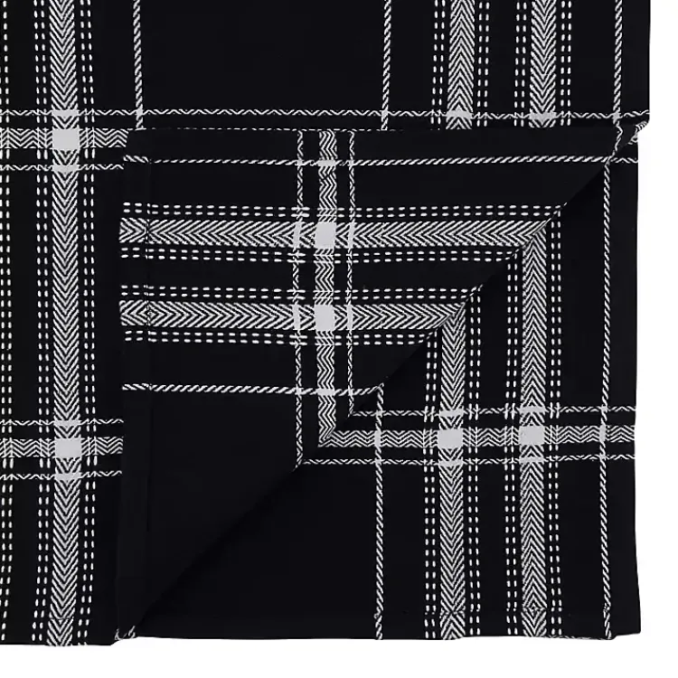 Kirklands Home Table Linens|Plaid Cotton Table Runner, 72 in. Black