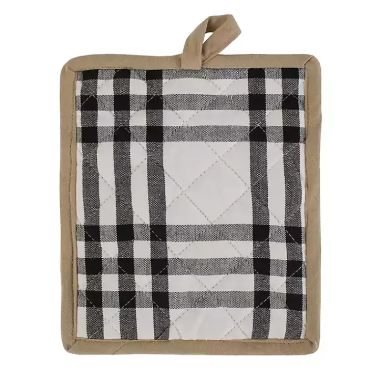 Kirklands Home Kitchen Accessories|Black Plaid Eat Drink Enjoy 4-pc. Dish Towel Set