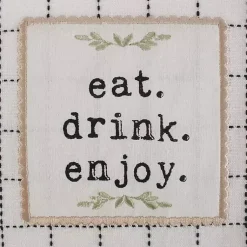 Kirklands Home Kitchen Accessories|Black Plaid Eat Drink Enjoy 4-pc. Dish Towel Set