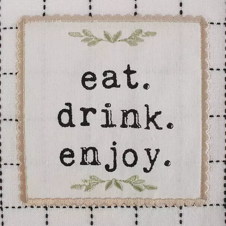 Kirklands Home Kitchen Accessories|Black Plaid Eat Drink Enjoy 4-pc. Dish Towel Set