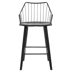 Kirklands Home Bar Stools & Counter Height Stools|Poplar Wood Swivel Counter Stool Black
