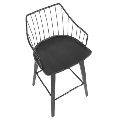 Kirklands Home Bar Stools & Counter Height Stools|Poplar Wood Swivel Counter Stool Black