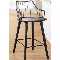 Kirklands Home Bar Stools & Counter Height Stools|Poplar Wood Swivel Counter Stool Black