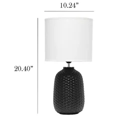 Kirklands Home Table Lamps|Purled Ceramic Table Lamp Black