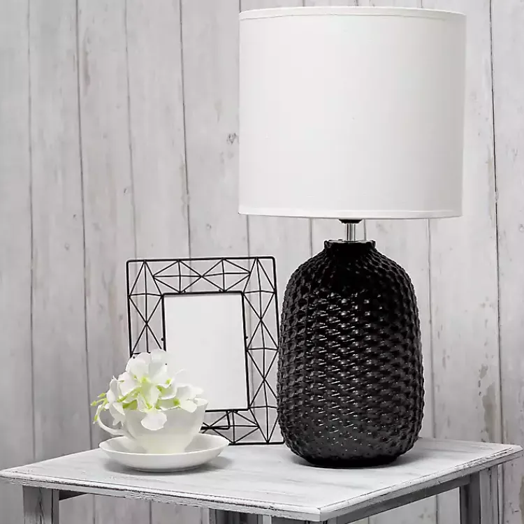 Kirklands Home Table Lamps|Purled Ceramic Table Lamp Black