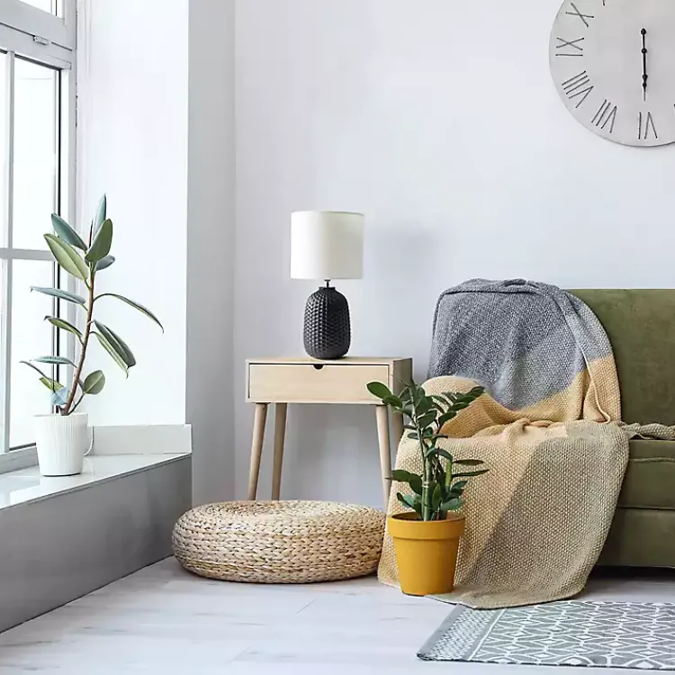 Kirklands Home Table Lamps|Purled Ceramic Table Lamp Black