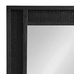 Kirklands Home Decorative Mirrors|Rattan Textured Rectangle Wall Mirror Black