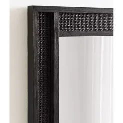 Kirklands Home Decorative Mirrors|Rattan Textured Rectangle Wall Mirror Black