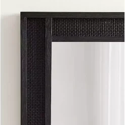 Kirklands Home Decorative Mirrors|Rattan Textured Rectangle Wall Mirror Black