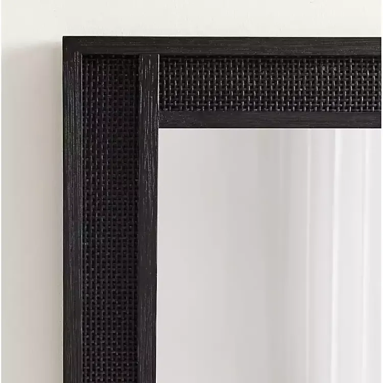 Kirklands Home Decorative Mirrors|Rattan Textured Rectangle Wall Mirror Black