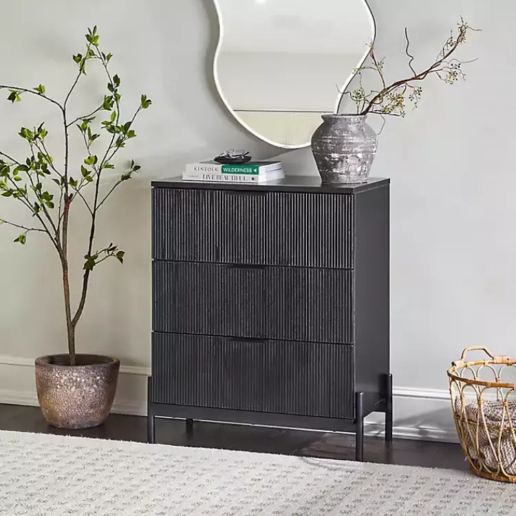 Kirklands Home Dressers & Chests|Reeded 3-Drawer Dresser Black