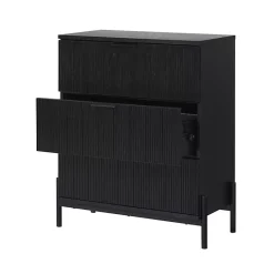 Kirklands Home Dressers & Chests|Reeded 3-Drawer Dresser Black