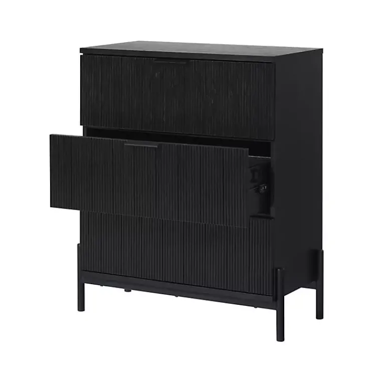 Kirklands Home Dressers & Chests|Reeded 3-Drawer Dresser Black