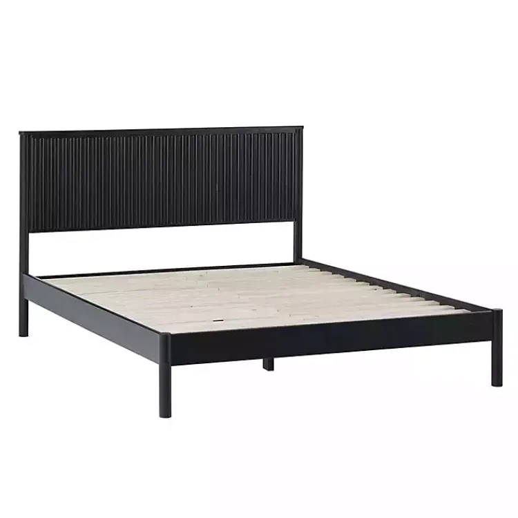 Kirklands Home Beds & Headboards|Reeded Headboard Queen Bed Black