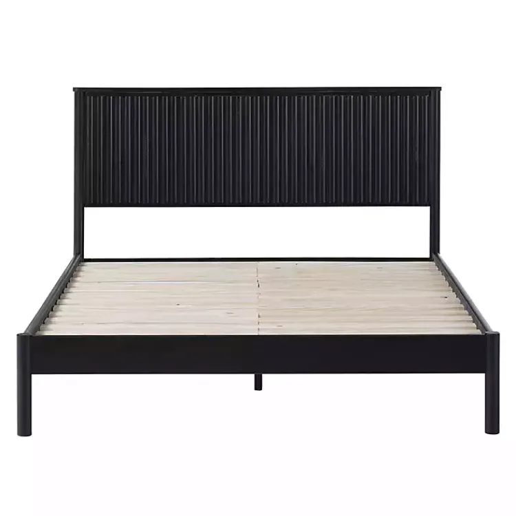 Kirklands Home Beds & Headboards|Reeded Headboard Queen Bed Black