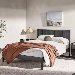 Kirklands Home Beds & Headboards|Reeded Headboard Queen Bed Black