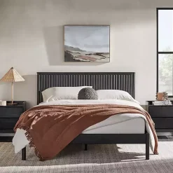 Kirklands Home Beds & Headboards|Reeded Headboard Queen Bed Black