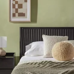 Kirklands Home Beds & Headboards|Reeded Headboard Queen Bed Black