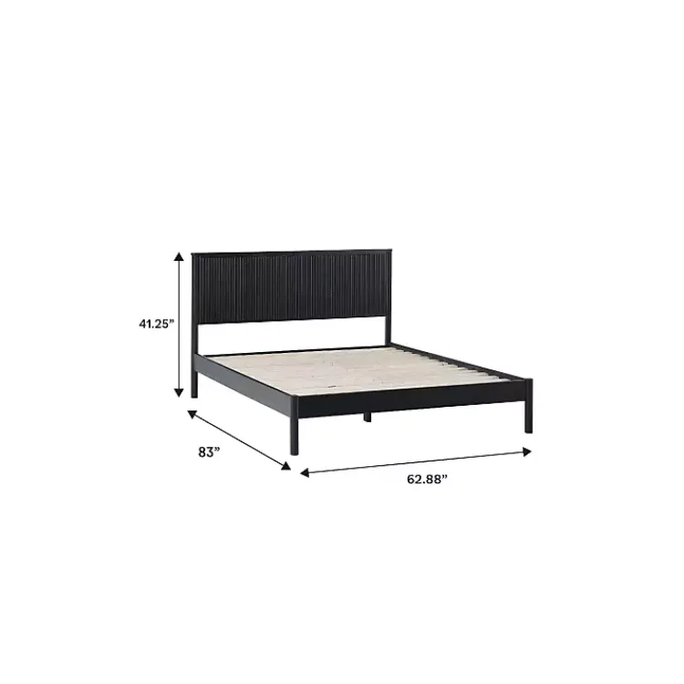 Kirklands Home Beds & Headboards|Reeded Headboard Queen Bed Black