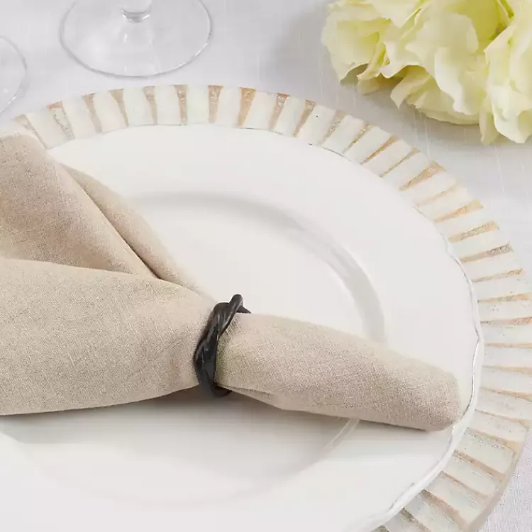 Kirklands Home Table Linens|Resin Twisted Napkin Rings, Set of 4 Black