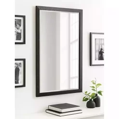 Kirklands Home Decorative Mirrors|Black Ribbed Renna Wall Mirror, 24x36 in.