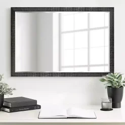 Kirklands Home Decorative Mirrors|Black Ribbed Renna Wall Mirror, 24x36 in.