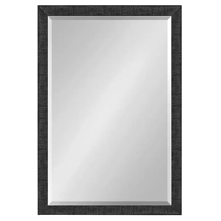 Kirklands Home Decorative Mirrors|Black Ribbed Renna Wall Mirror, 20x30 in.
