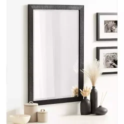 Kirklands Home Decorative Mirrors|Black Ribbed Renna Wall Mirror, 20x30 in.