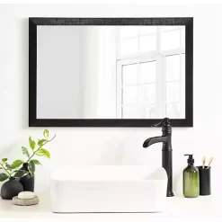 Kirklands Home Decorative Mirrors|Black Ribbed Renna Wall Mirror, 20x30 in.