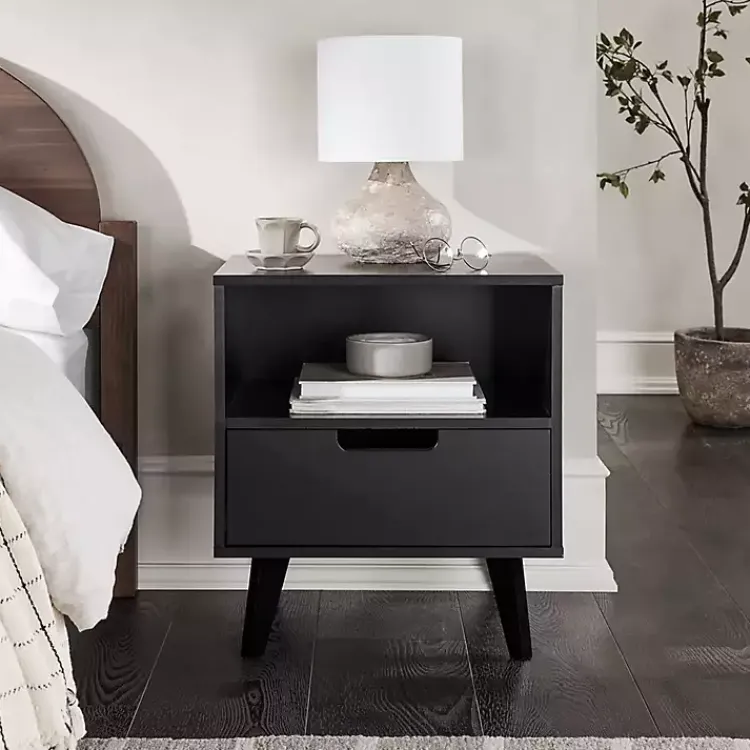 Kirklands Home Nightstands|Riviera Single Drawer Nightstand Black