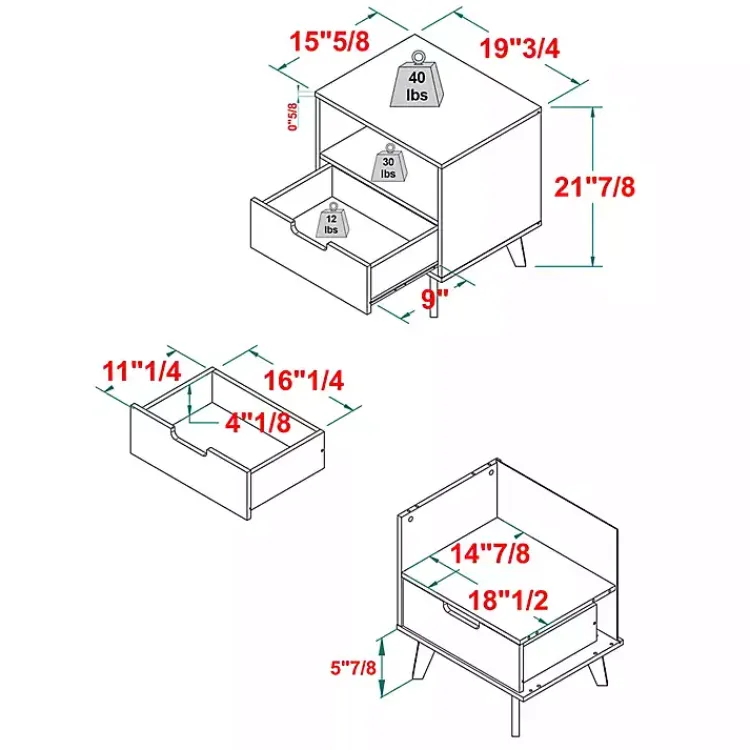 Kirklands Home Nightstands|Riviera Single Drawer Nightstand Black