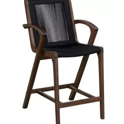 Kirklands Home Bar Stools & Counter Height Stools|Rope and Brown Wood Counter Stool Black