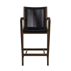 Kirklands Home Bar Stools & Counter Height Stools|Rope and Brown Wood Counter Stool Black