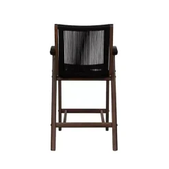 Kirklands Home Bar Stools & Counter Height Stools|Rope and Brown Wood Counter Stool Black