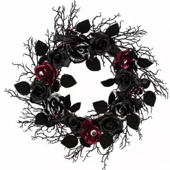 Hot Black Rose Halloween Wreath Halloween