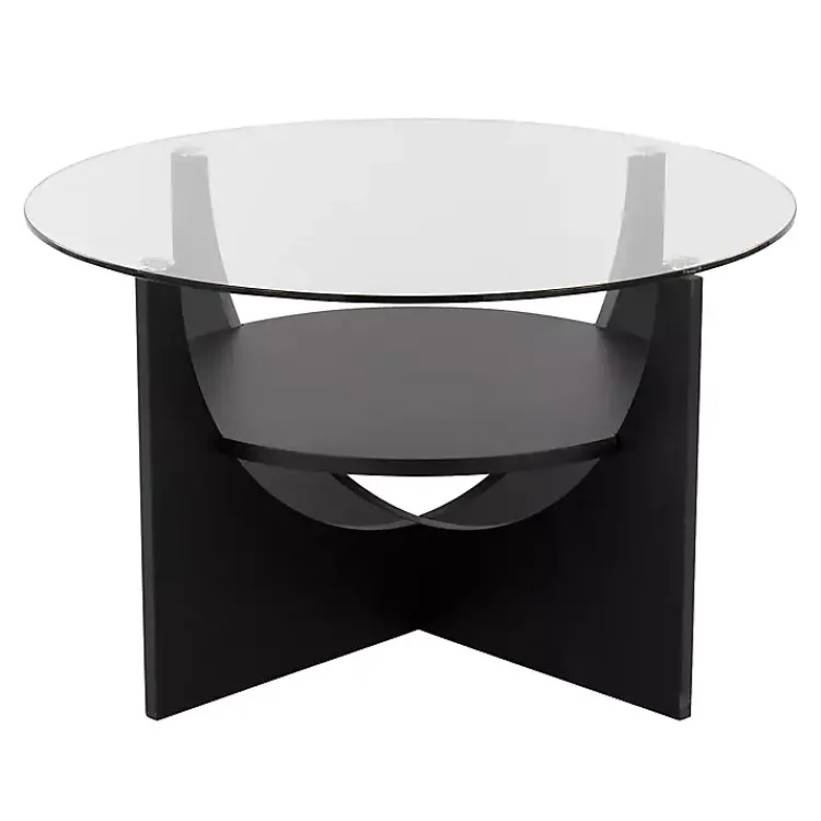 Kirklands Home Coffee Tables|Round Glass Coffee Table Black