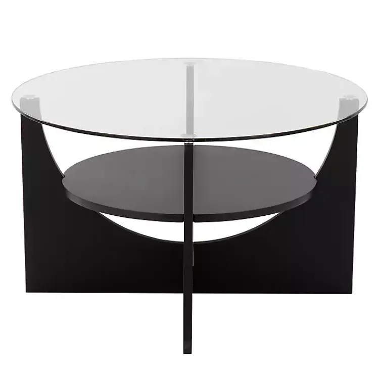Kirklands Home Coffee Tables|Round Glass Coffee Table Black
