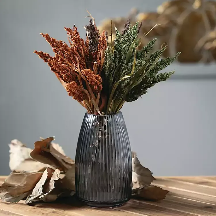 Clearance Round Ribbed Glass Vase Vases