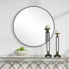 Kirklands Home Framed Mirrors|Black Round Simple Frame Large Wall Mirror