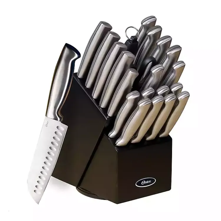 Kirklands Home Flatware & Cutlery|Black Rubberwood Block Satin 22-pc. Cutlery Set