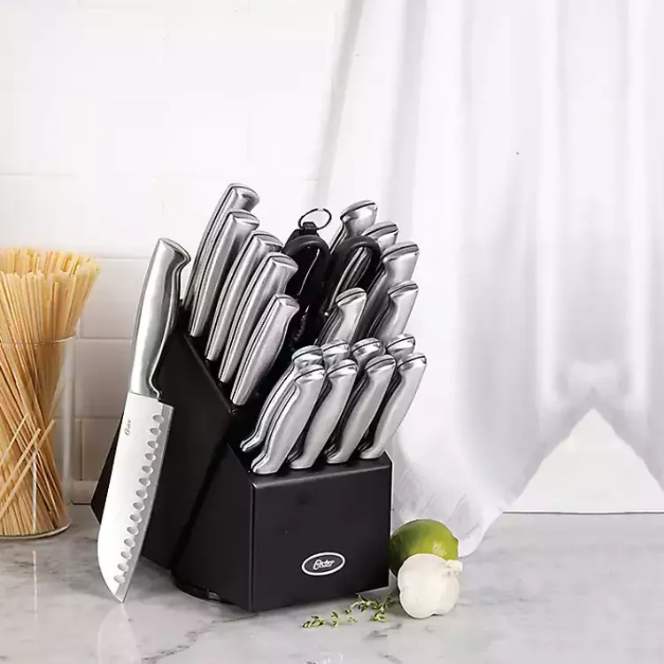 Kirklands Home Flatware & Cutlery|Black Rubberwood Block Satin 22-pc. Cutlery Set