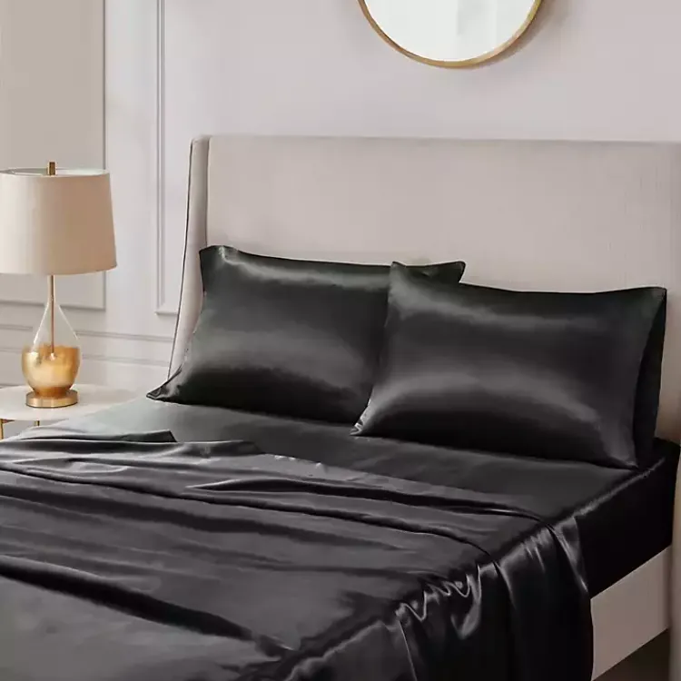 Kirklands Home Bed Sheets|Satin King 2-pc. Pillow Case Set Black
