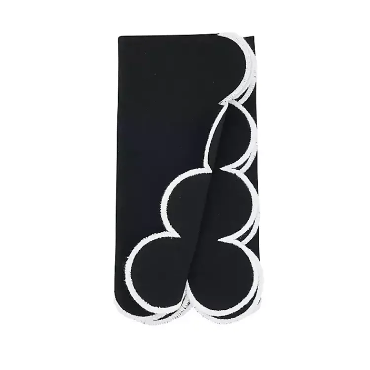 Kirklands Home Table Linens|Scalloped Edge Napkins, Set of 4 Black
