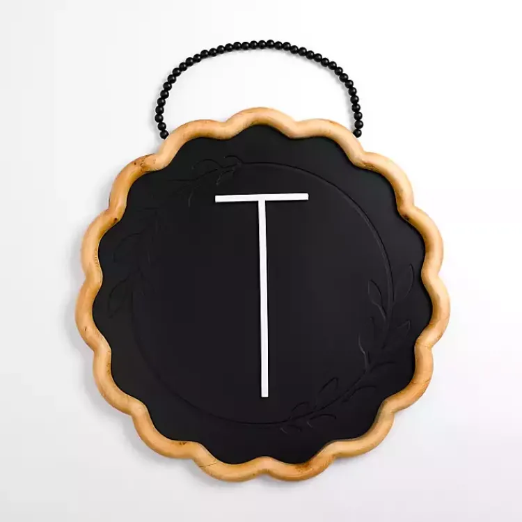 Kirklands Home Monogram Wall Decor|Black Scalloped Monogram T Wall Plaque