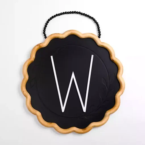 Kirklands Home Monogram Wall Decor|Black Scalloped Monogram W Wall Plaque
