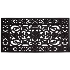 Kirklands Home Doormats|Scroll Border Rubber Doormat, 41x17 in. Black